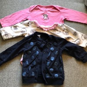 2 onesies and one sweater.